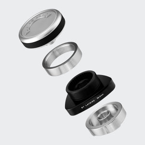 TriSpin espresso distributor with adjustable depth control