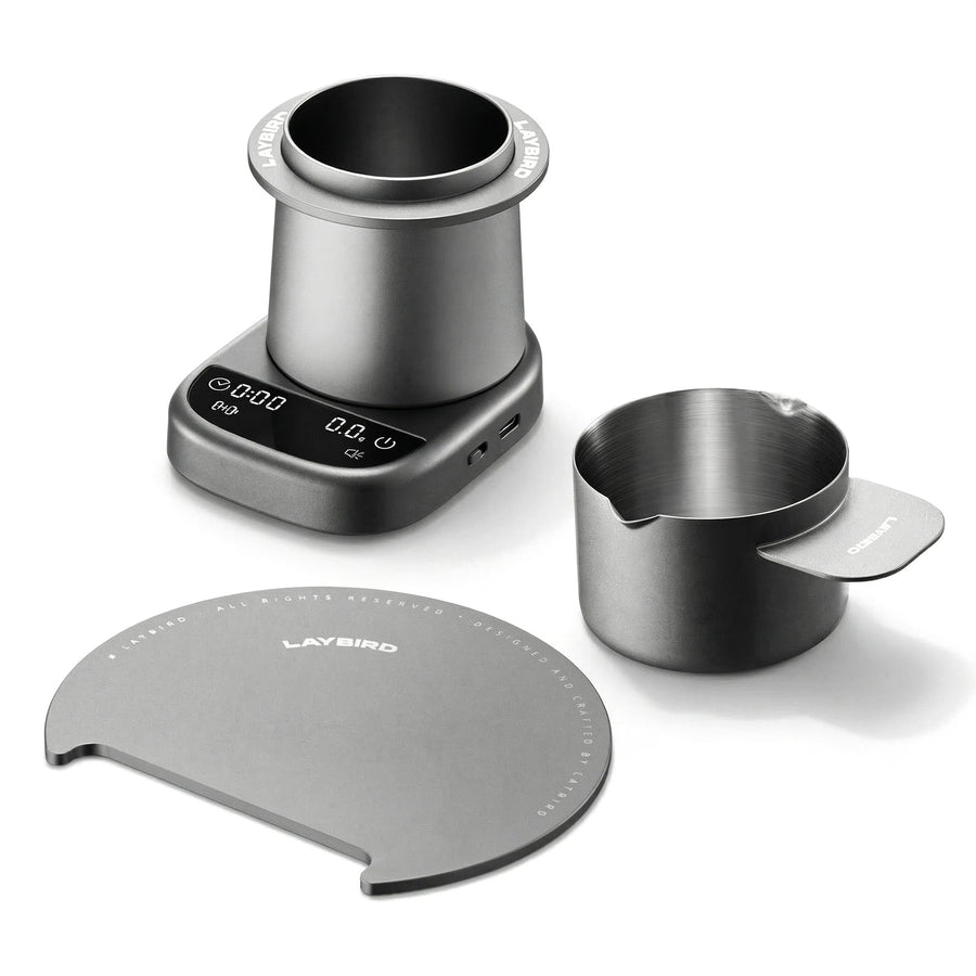 LAYBIRD MagAttach Coffee Scale with magnetic dosing cup and modular platform