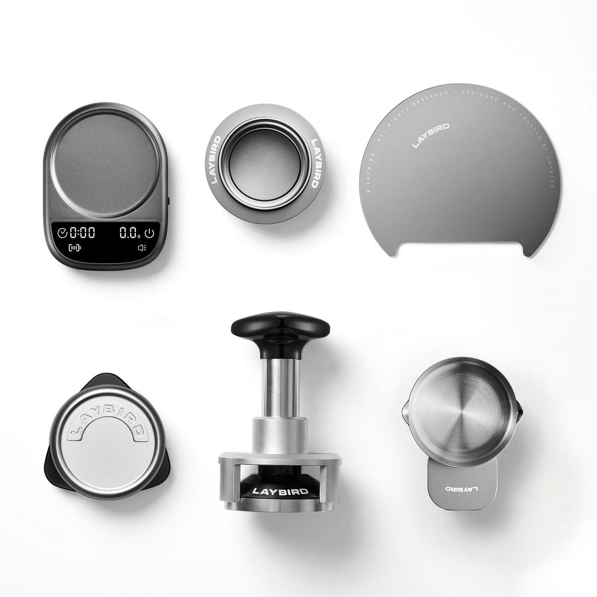 LAYBIRD Ultimate Espresso Bundle with MagAttach Coffee Scale, TriSpin Distributor, and TriPress Tamper