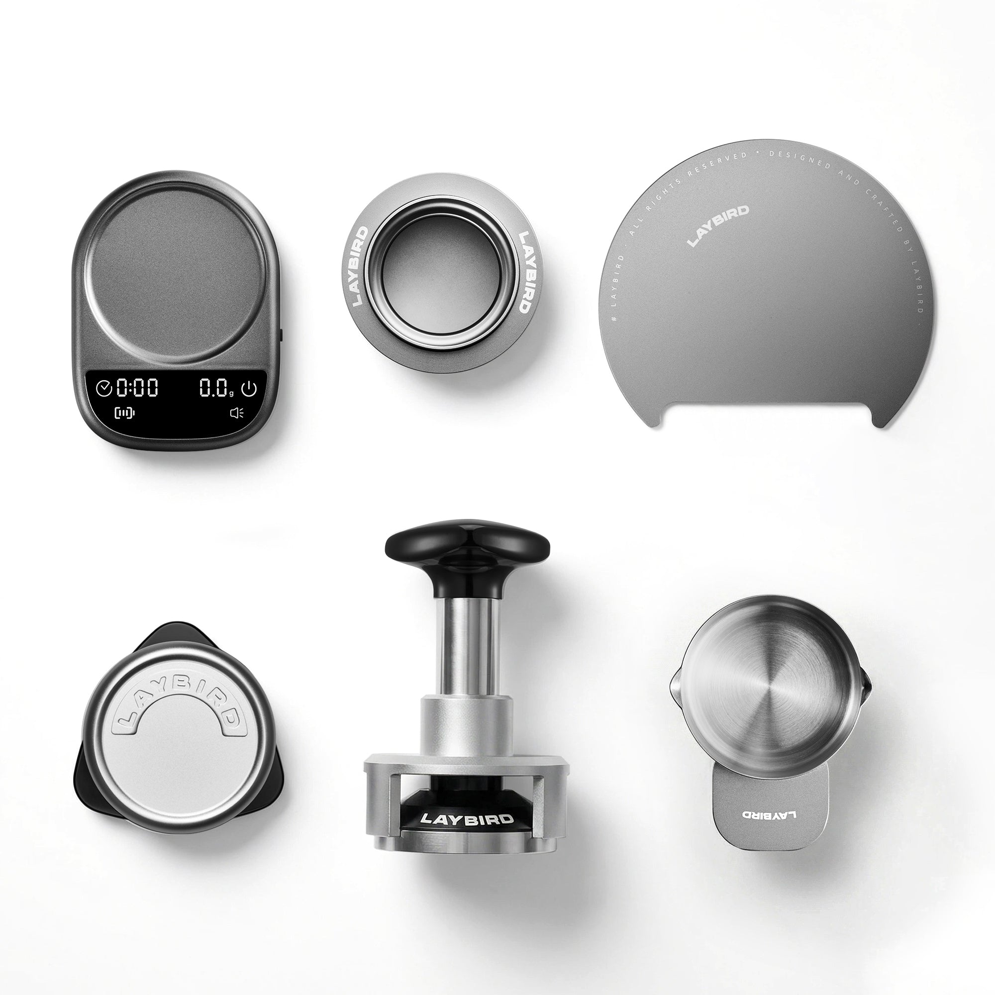 LAYBIRD Ultimate Espresso Bundle: MagAttach Scale + TriPress Tamper & TriSpin Distributor