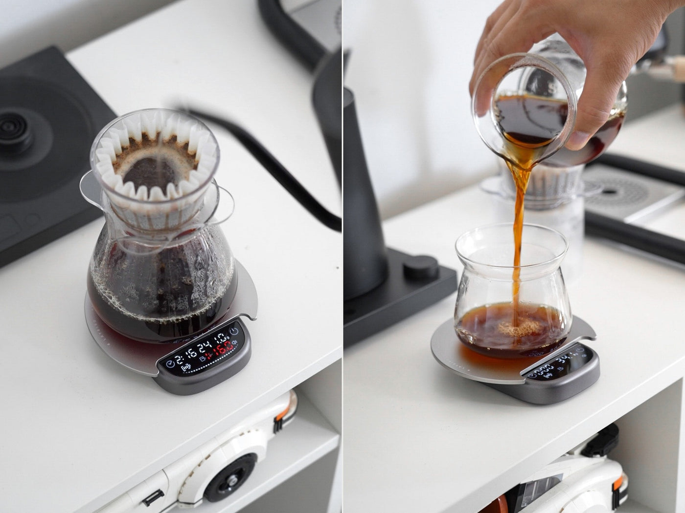 Pour-over dripper and coffee server supported by the MagAttach magnetic extension platform