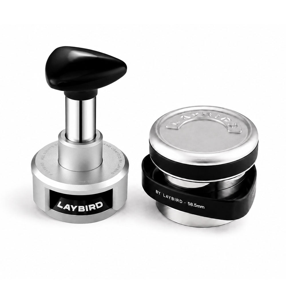TriPress Pressure Tamper and TriSpin Coffee Distributor for espresso puck prep