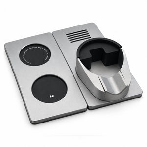 Three-quarter view of the two-module MagHub Puck Prep Base Set, without coffee tools.