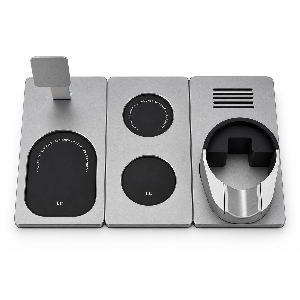 MagHub 3-Module Station Set with scale dock, tamper-distributor base and tamping station, without tools.